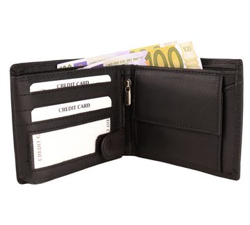 MIRROSI Geldbörse Herren aus weichem Nappaleder mit RFID-Schutz Querformat (Portemonnaie Echtleder mit 7 Kartenfächer, Münzfach, 12x9,5x2cm)