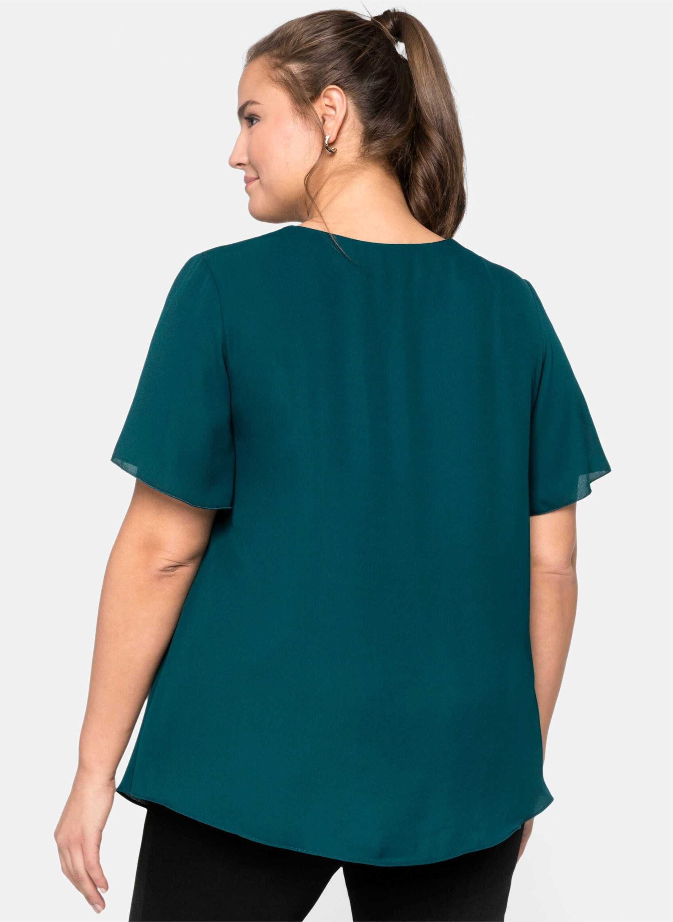 Sheego Klassische Bluse Tunika Kurzarm