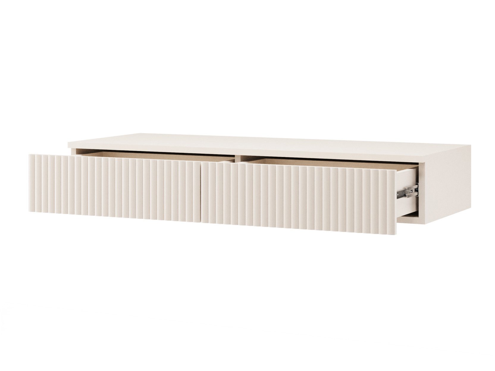 Beautysofa Schminktisch Soft Hängend, Rillenfronten & Push-to-Open-System (mit zwei Schubladen, In der trendigen Farbe Kaschmir), Breite: 100 cm