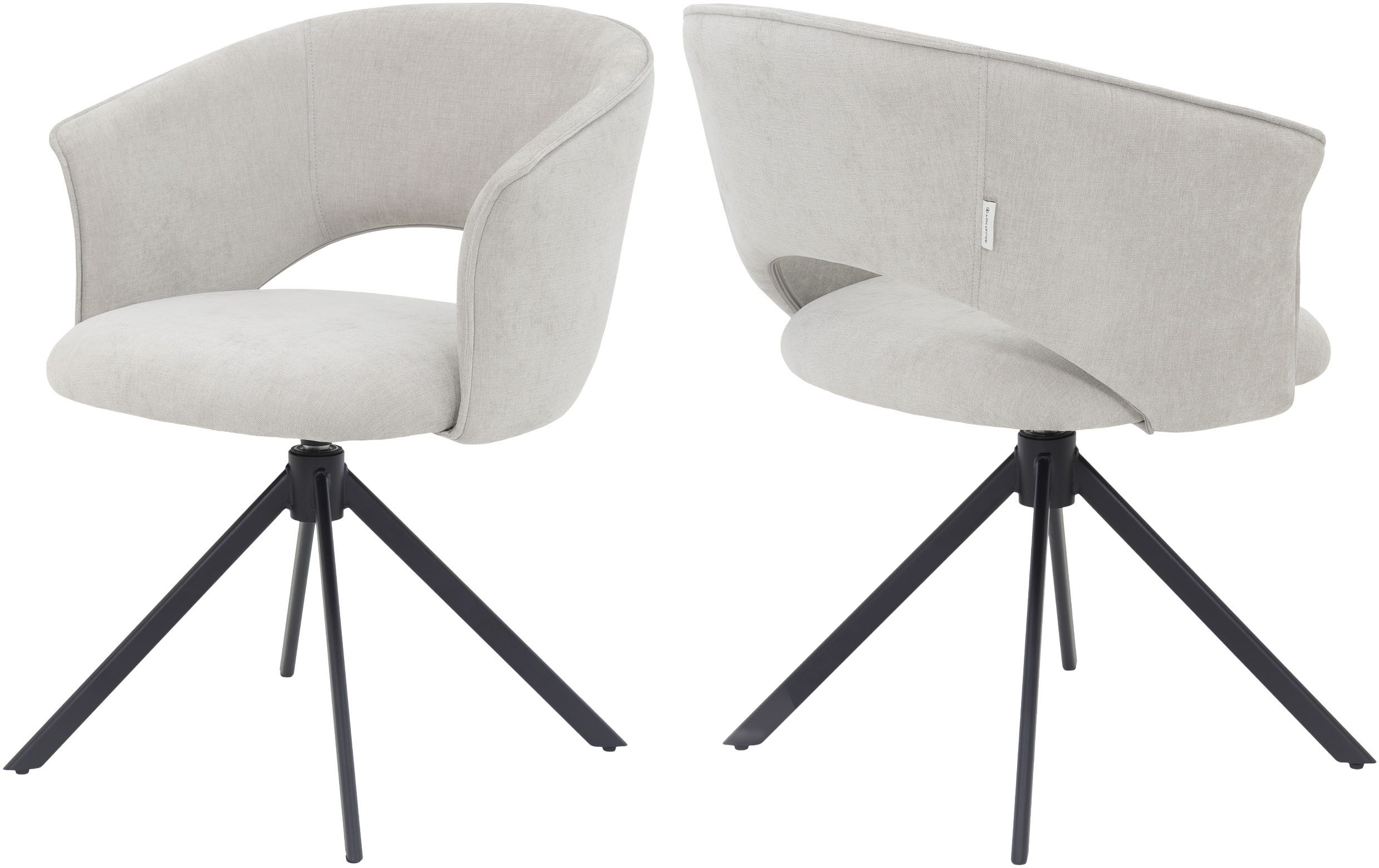 TOM TAILOR HOME Armlehnstuhl CURVY ARMCHAIR (Set, 2 St), mit Armlehnen, drehbar, Rückholfunktion, Rückenausschnitt