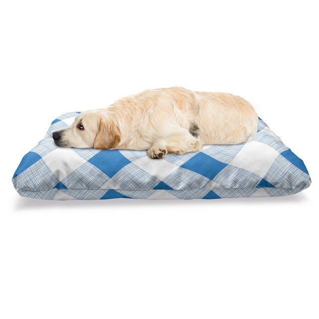 Abakuhaus Hundematratze “beissfestes Kissen für Hunde und Katzen mit abnehmbaren Bezug”, Blau und weiß Checkered Plaid Gitter