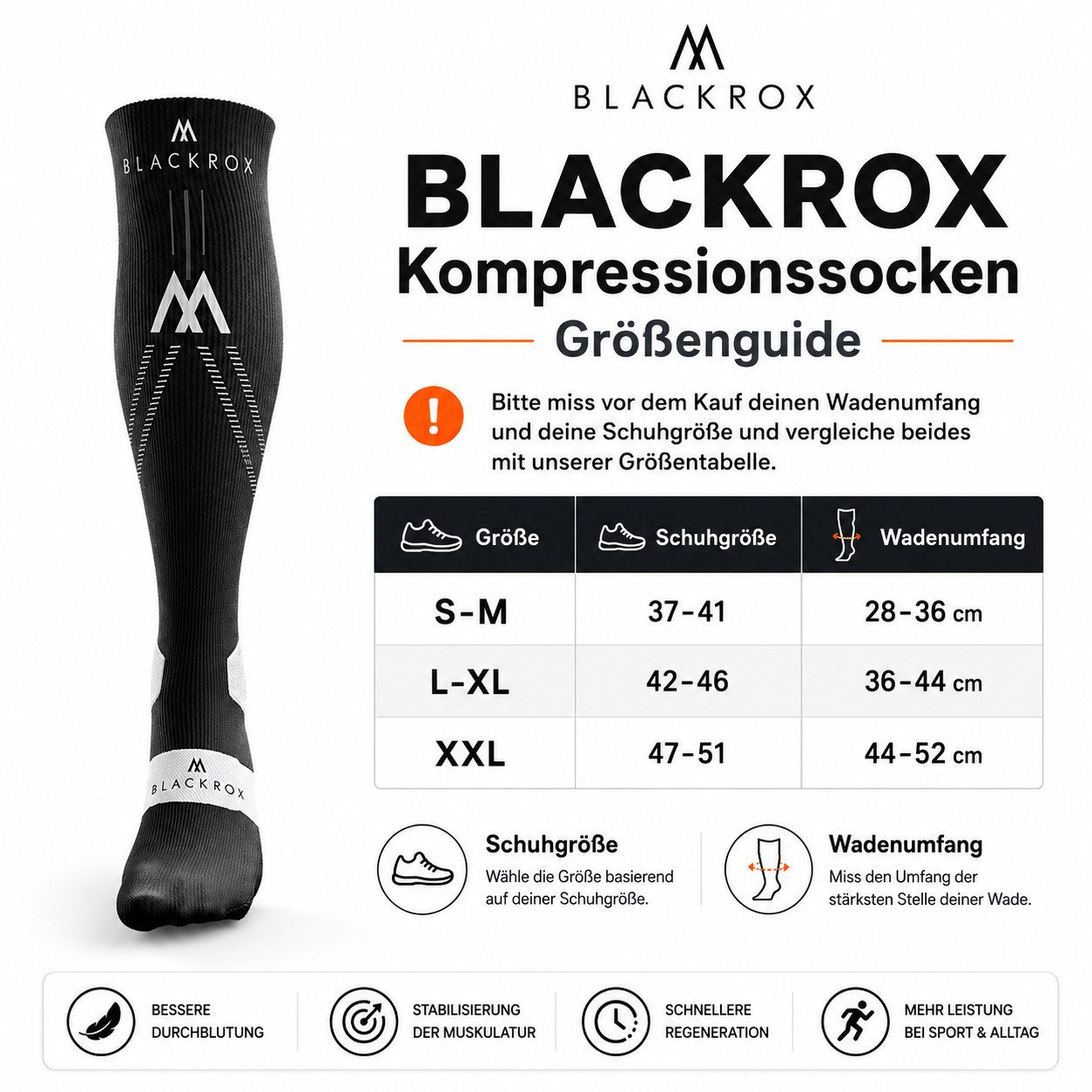 BLACKROX Kompressionsstrümpfe [Vergleichssieger 2026] Astropreform V1, Gr. S-XL, Damen und Herren