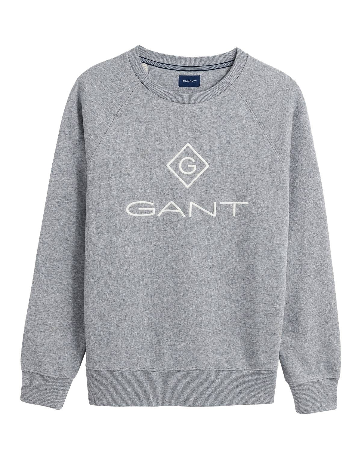 Gant Sweatshirt Herren Sweatshirt - Lock Up C-Neck Sweat, Sweater Grau