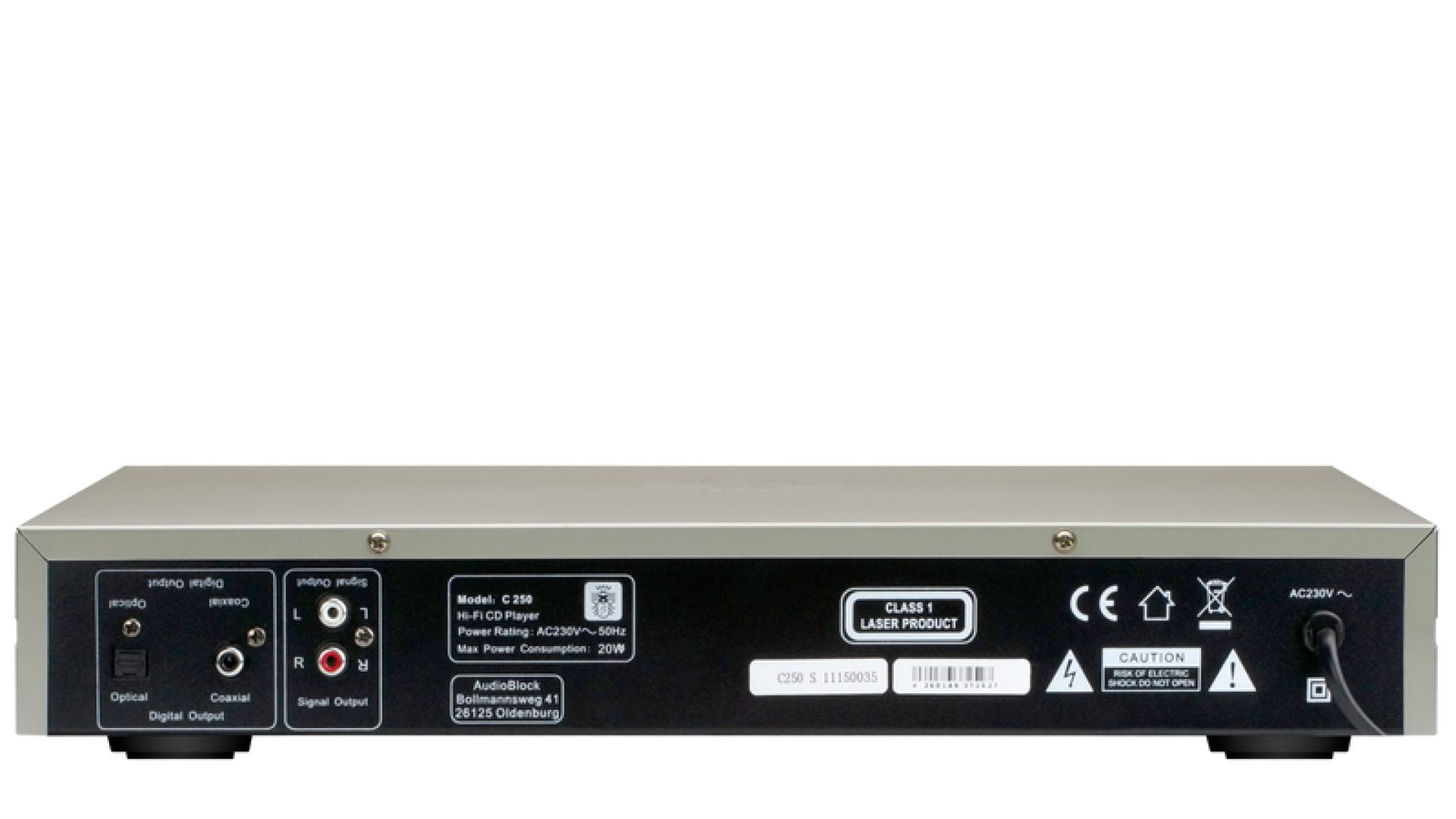 Block Block C-250 CD-Player mit USB-Anschluss im Metallgehäuse Stereo-CD Player