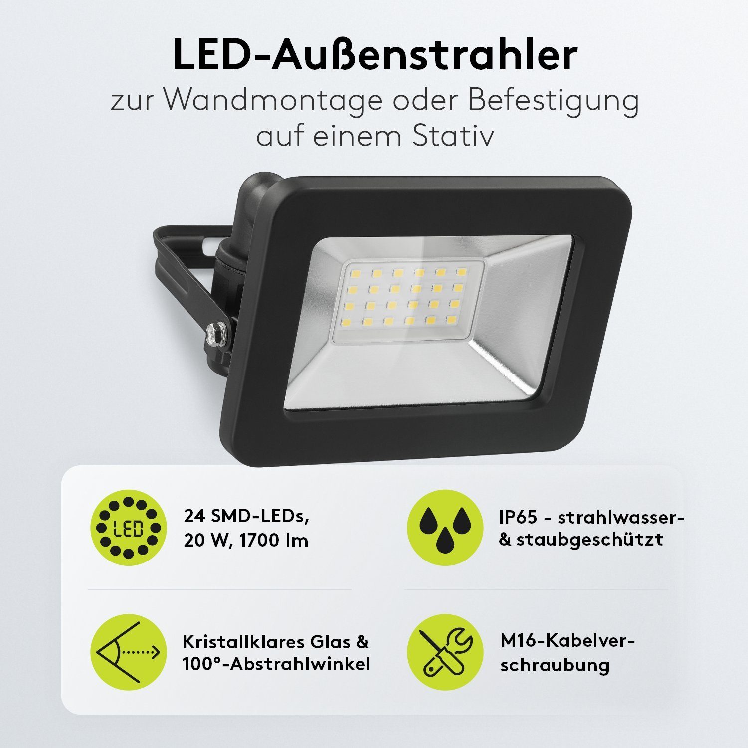 Goobay LED Flutlichtstrahler LED Außenstrahler 20 W Scheinwerfer, LED fest günstig online kaufen