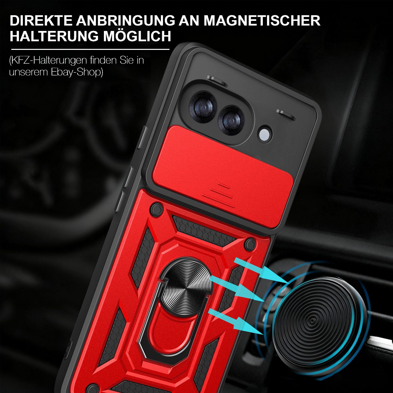 betterfon Handyhülle Panzer für Google Pixel 10a - Outdoor Case mit Kameraschutz, Outdoorhülle mit Ringhalter Smartstand und Silikonkern – Bild 3 von 5
