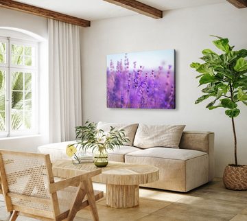 Sinus Art Leinwandbild 120x80cm Wandbild auf Leinwand Lavendel Lavendelfeld Natur Violett Blu, (1 St)