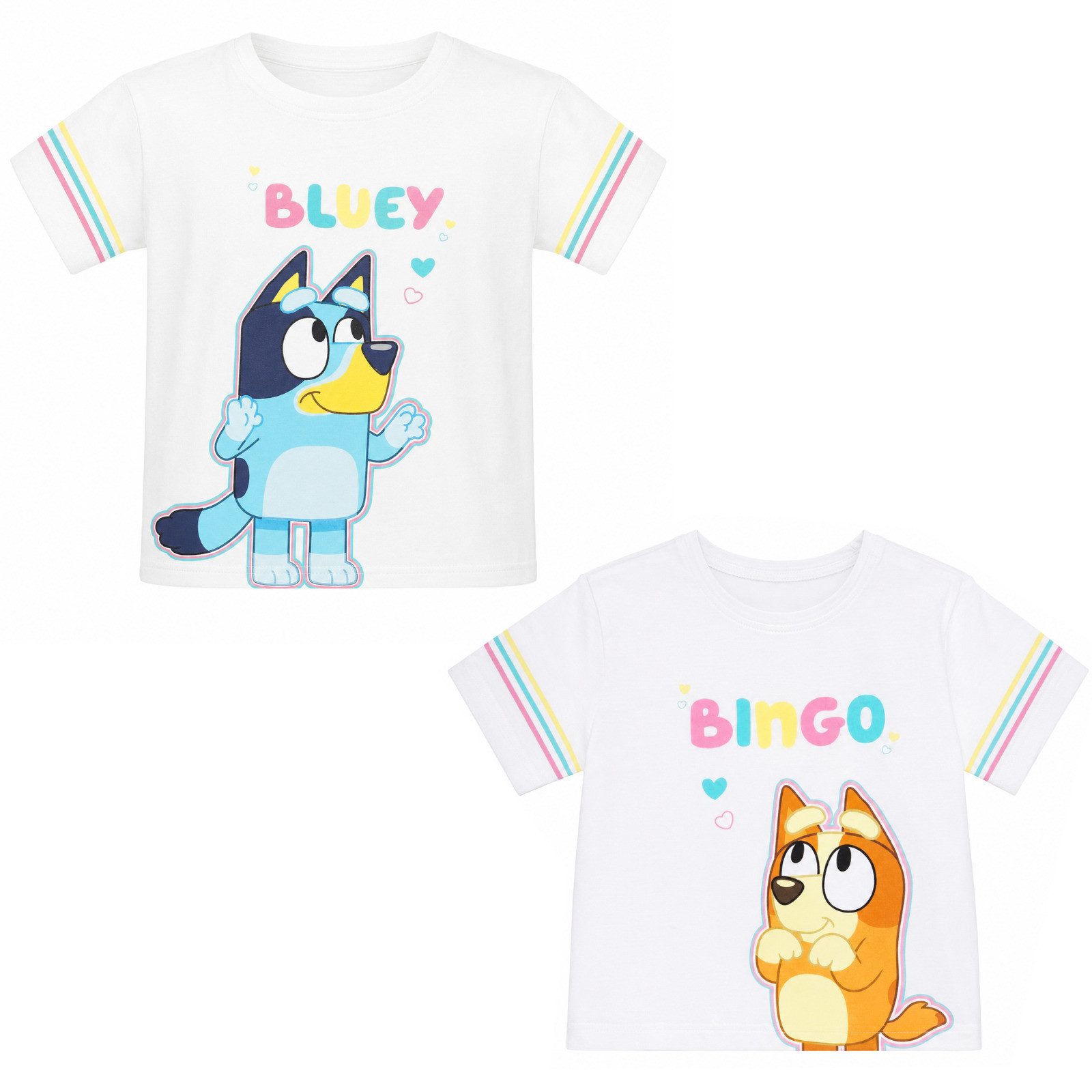 Bluey Print-Shirt Bluey Bingo 2er Set Kinder Mädchen kurzarm T-Shirt Shirt Gr 92-98 (Spar-Set) 100% Baumwolle