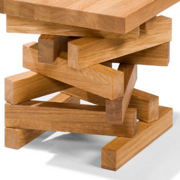 Woodek Design Nachttisch OSCAR, Couchtisch aus geölter Eiche, Massivholz (H 45 x B 40 x T 40 cm, 1-St., Funktionaler Beistelltisch), Skandinavischer Seitentisch