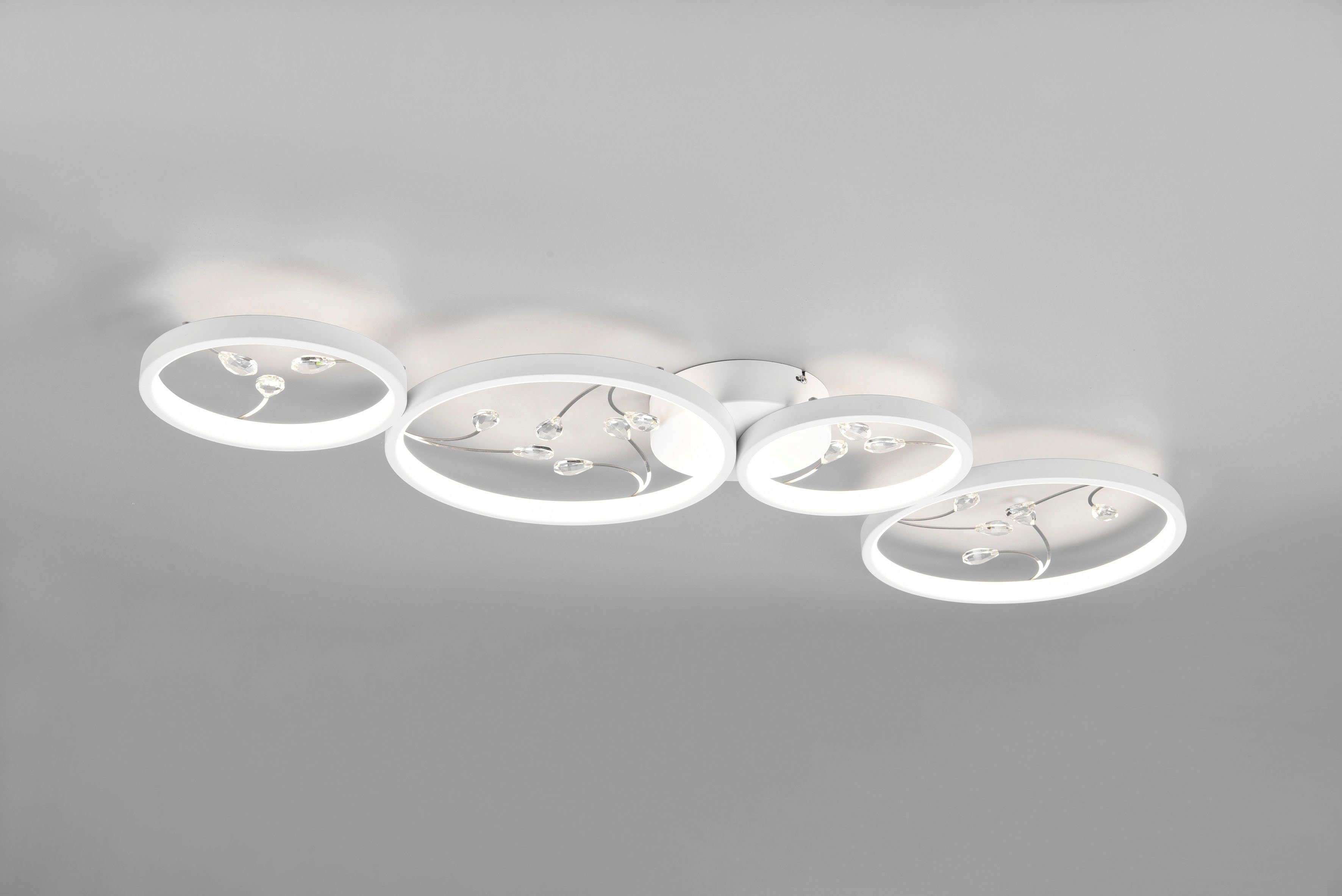 TRIO Leuchten LED Deckenleuchte integriert, Groovy, Dimmfunktion, Helligkeitsstufen, Dimmstufen, LED LED mehrere Glas-Deko, 4800 37W Neutralweiß, Lumen Deckenlampe fest 3 4000K mit