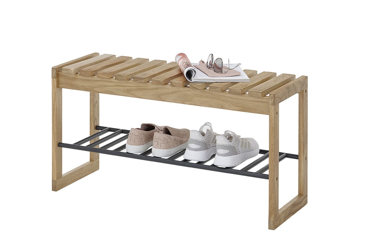 möbelando Garderoben-Set BANTRY, in naturfarben, Eiche massiv geölt - 88x45x30cm (BxHxT)