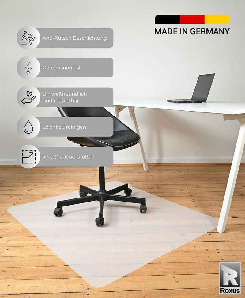 ROXUS Bodenschutzmatte Bürostuhl Unterlage Schreibtischstuhl Bodenmatte, verschiedene Größen, Rutschfeste Bürostuhlunterlage halb transparent