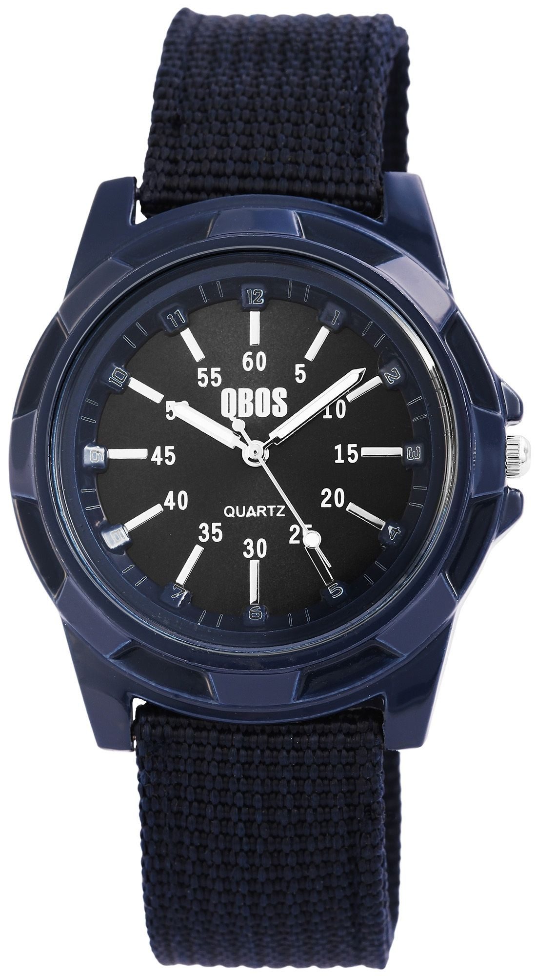 Qbos Quarzuhr QB0015 QBOS Herrenuhr mit Textilarmband, Herrenuhr Textil