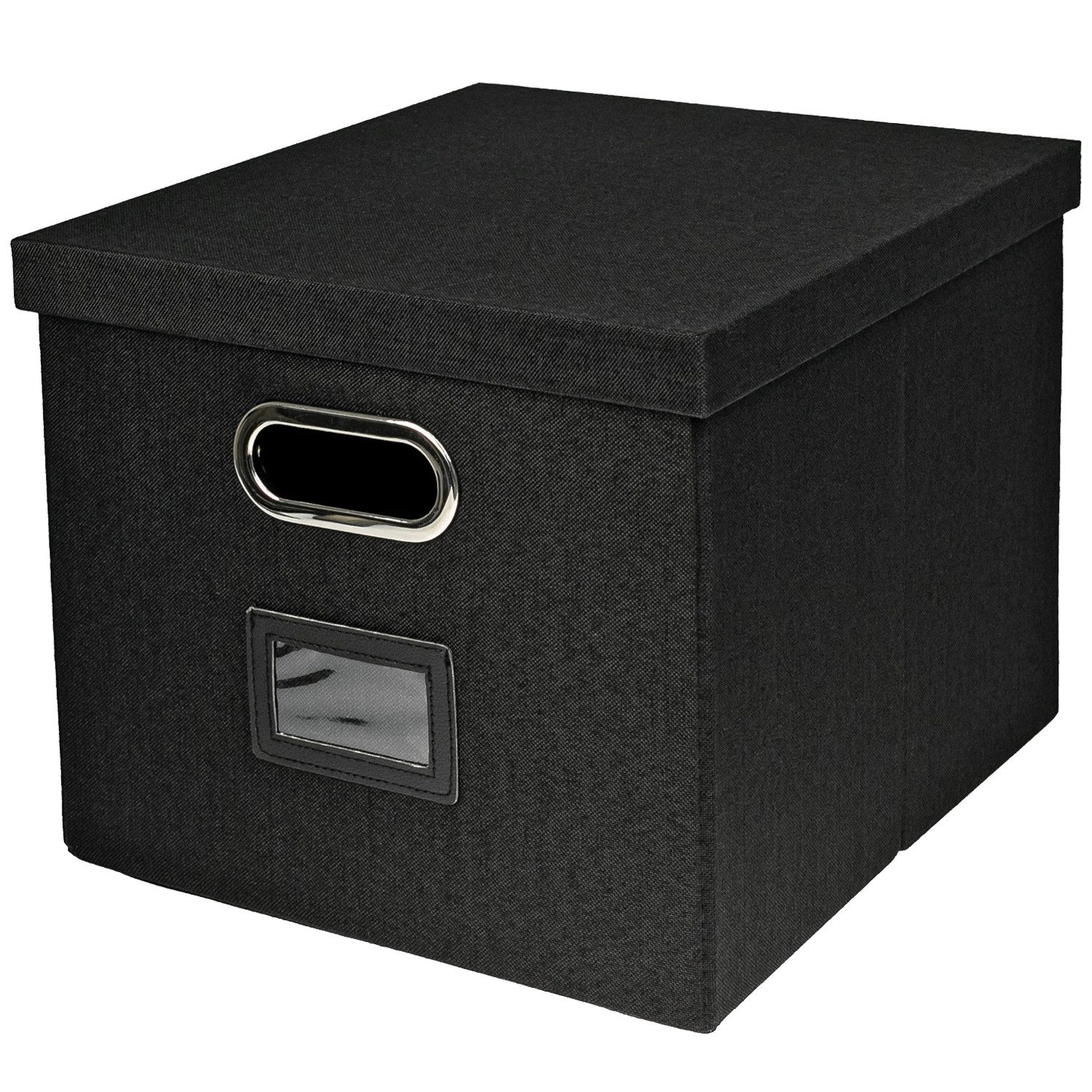 HMF Aufbewahrungsbox Aufbewahrungsbox mit Deckel für DIN A4 Hängeregister, Box passend für KALLAX Regal, 33 x 37,5 x 28 cm, Schwarz