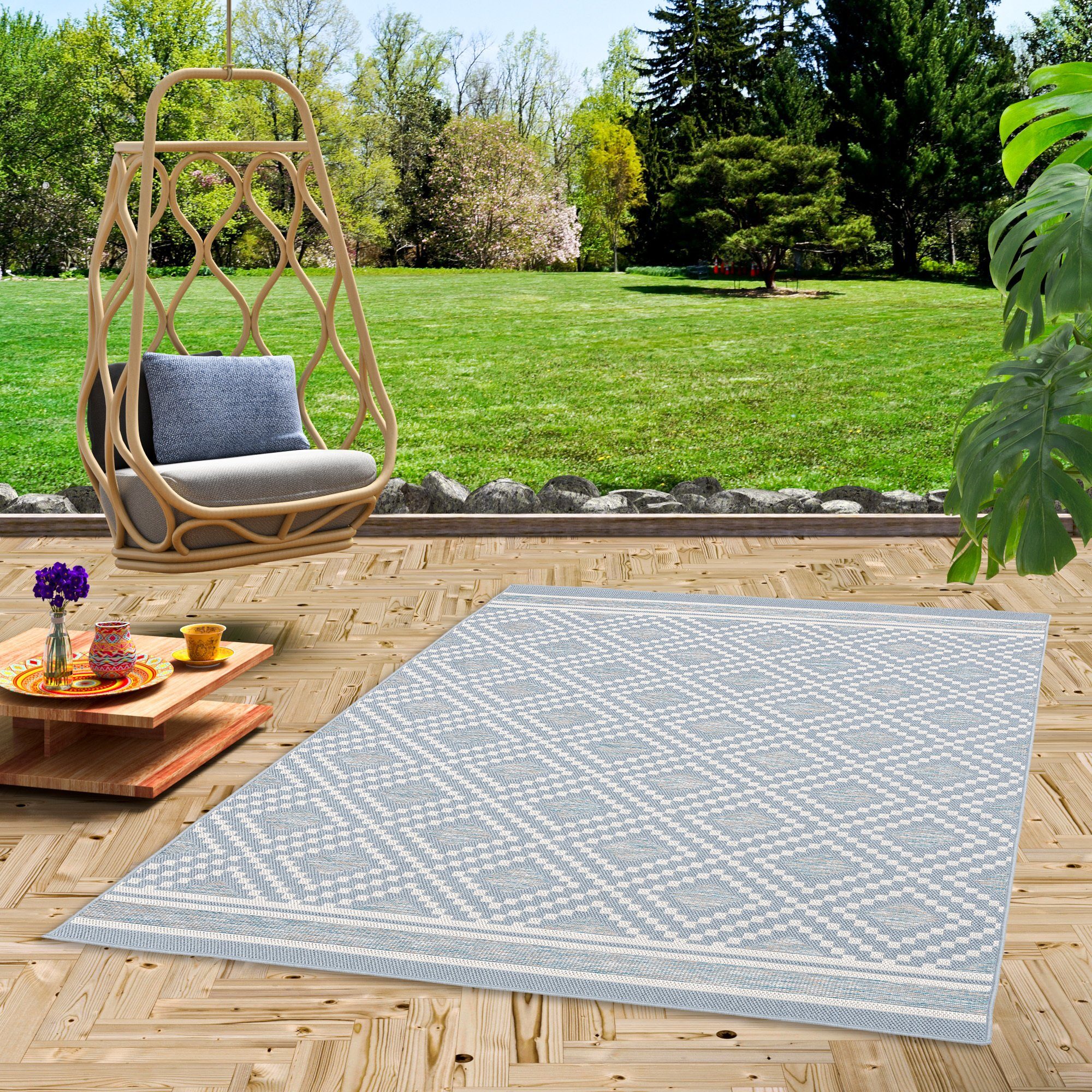 Outdoorteppich In & Outdoor Teppich Flachgewebe Ottawa Rauten, Pergamon,  Rechteckig, Höhe: 4 mm