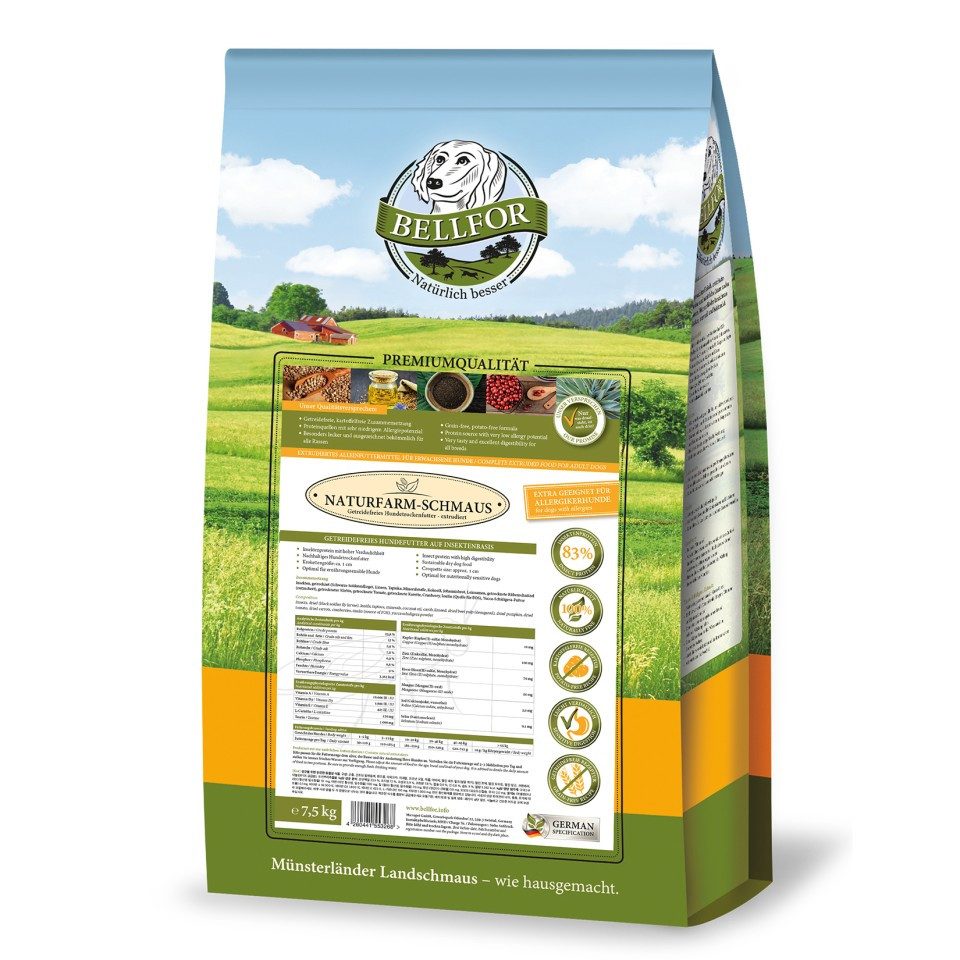 Bellfor Bellfor Hundetrockenfutter mit Insekten - Naturfarm-Schmaus - 7,5 kg, für: Hunde