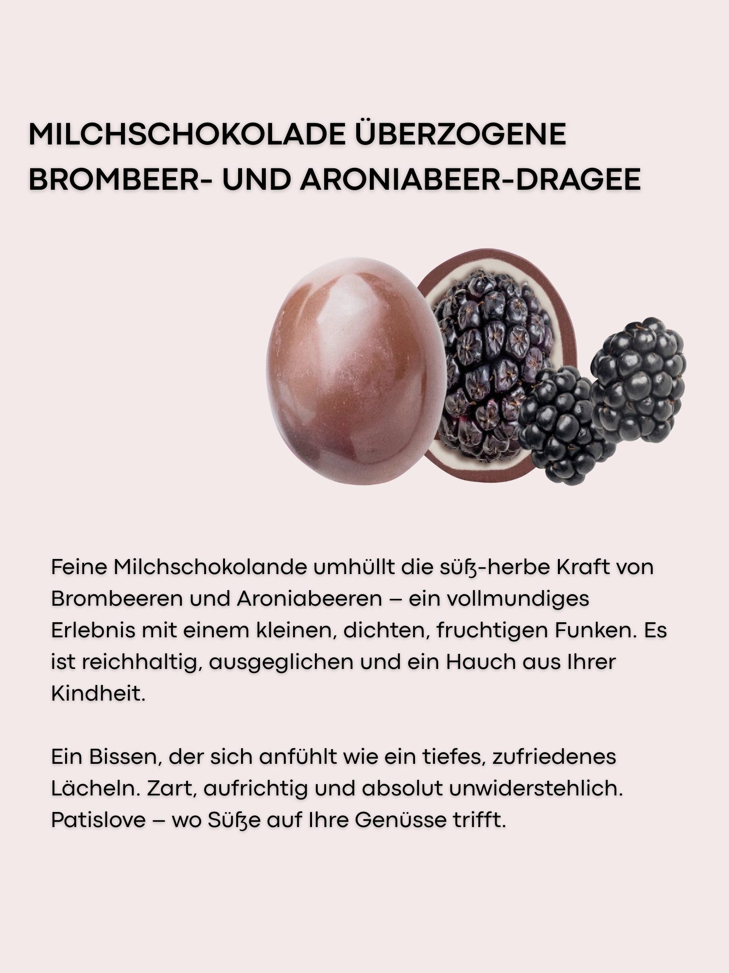 PATISLOVE Schokolade Patislove Brombeer Dragee – Gefriergetrocknet in Schweizer Schokolade, 60 g, Gefriergetrocknet, Mit echter Schweizer Schokolade – Bild 4 von 5