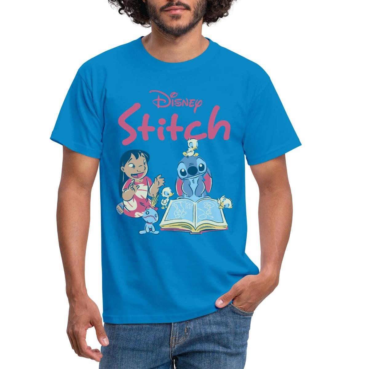 Spreadshirt T-Shirt Lilo & Stitch Mit Buch Männer T-Shirt (1-tlg)