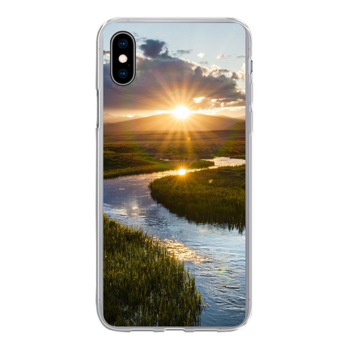 MuchoWow Handyhülle Sonnenuntergang über einem ruhigen Fluss Handyhülle Apple iPhone Xs Max Smartphone-Bumper Print Handy