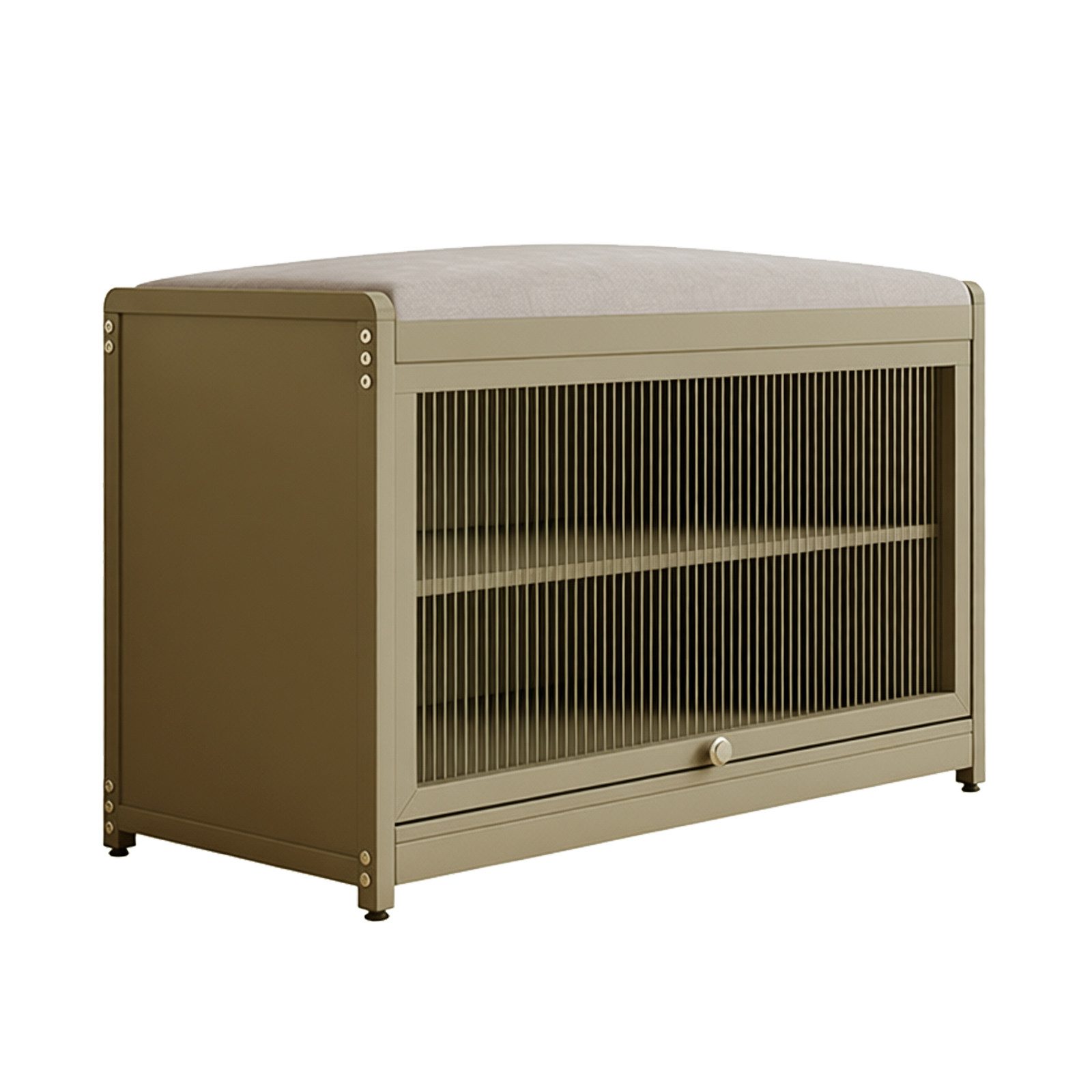 HTI-Living Schuhschrank mit Schiebetür und Sitzkissen Braun (1 Stück, 1-St., 1 Schuhschrank mit Sitzkissen) Sitzkissen mit Polyesterbezug in Leinenoptik