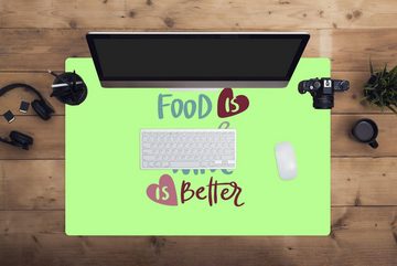 MuchoWow Gaming Mauspad Essen ist gut, Wein ist besser' - Grün - Zitate - Sprichwörter (1-St), Büro für Tastatur und Maus, Mousepad Gaming, 90x60 cm, XXL, Großes