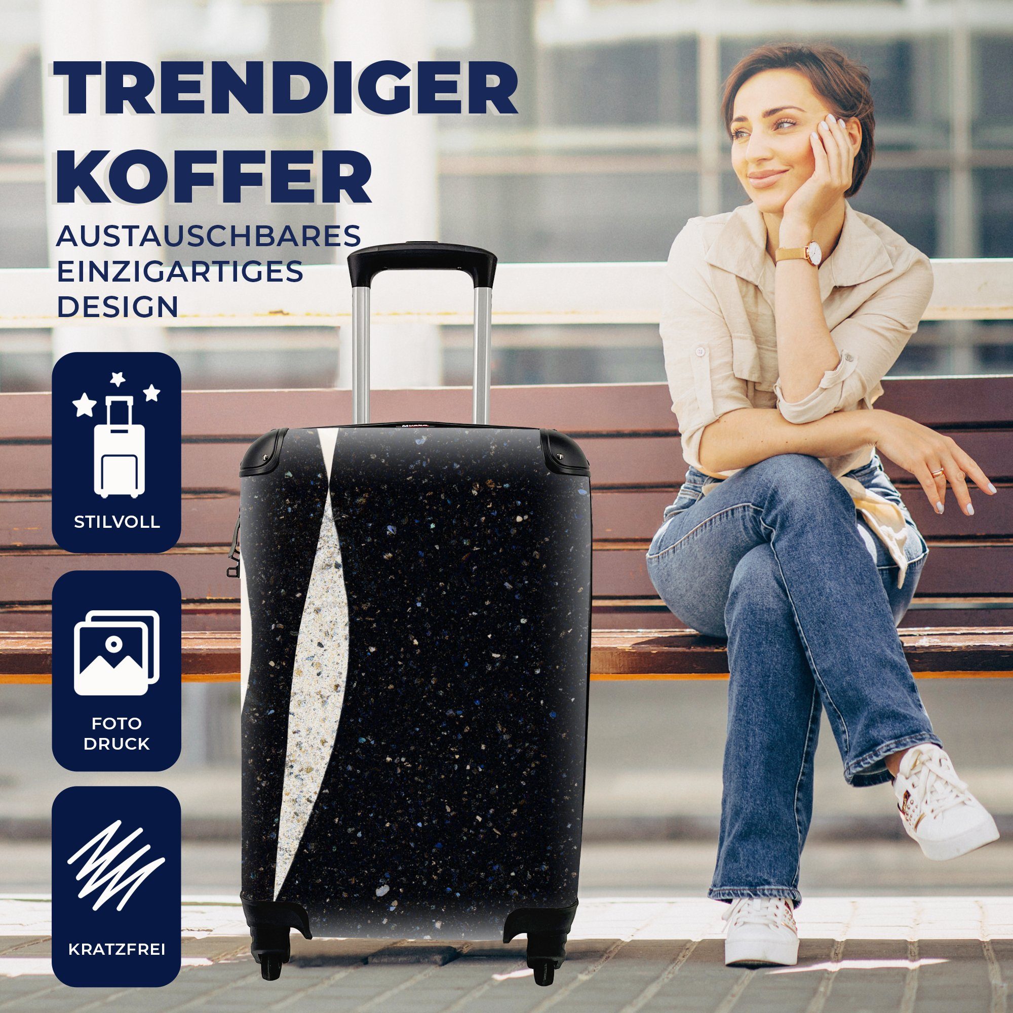 Design, Minimalismus Reisetasche - für rollen, MuchoWow Handgepäck Handgepäckkoffer 4 - Reisekoffer mit Ferien, Rollen, Abstrakt Trolley,