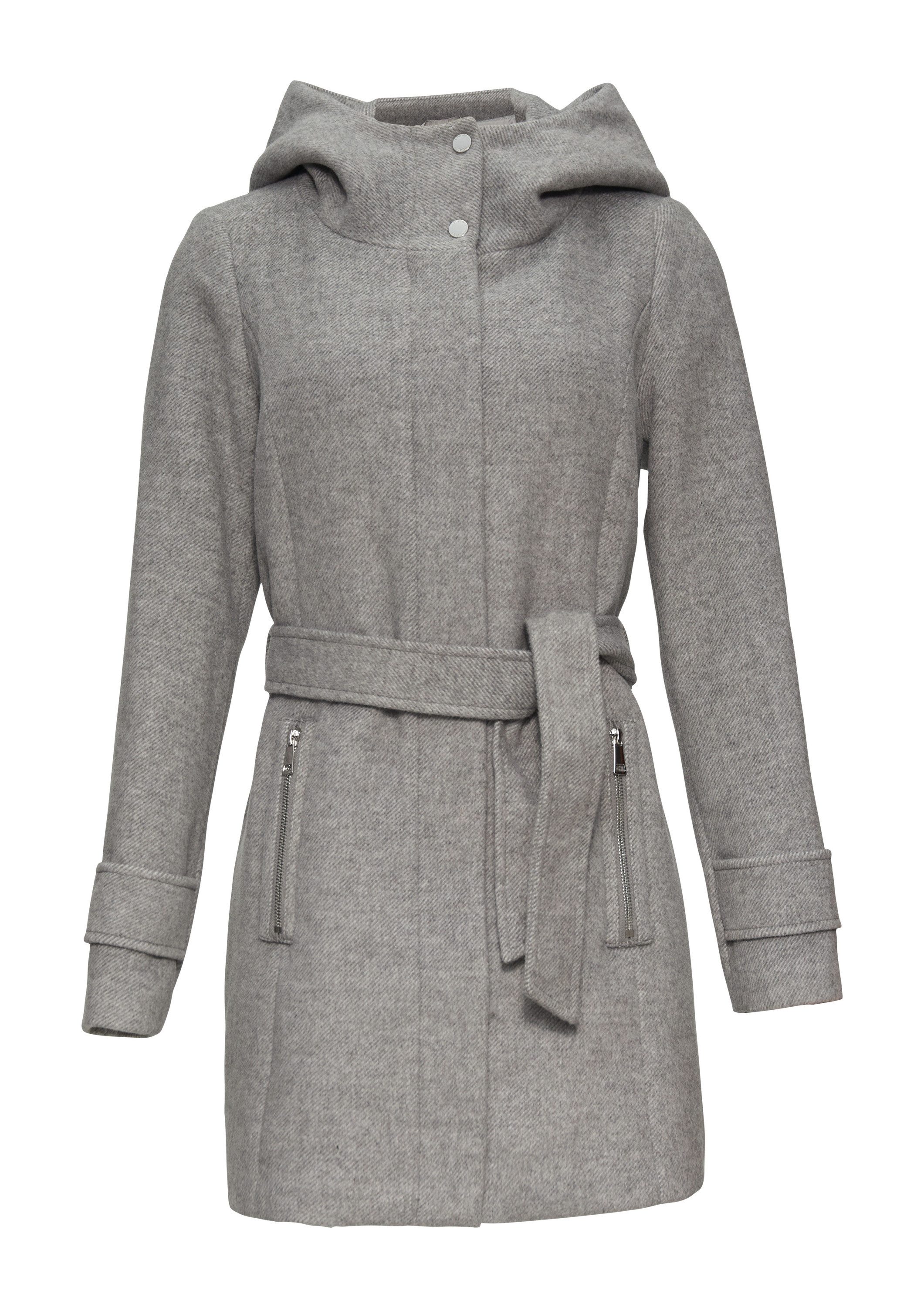 s.Oliver Funktionsmantel Outdoor-Mantel Kurzer Wollmantel mit Bindegürtel günstig online kaufen