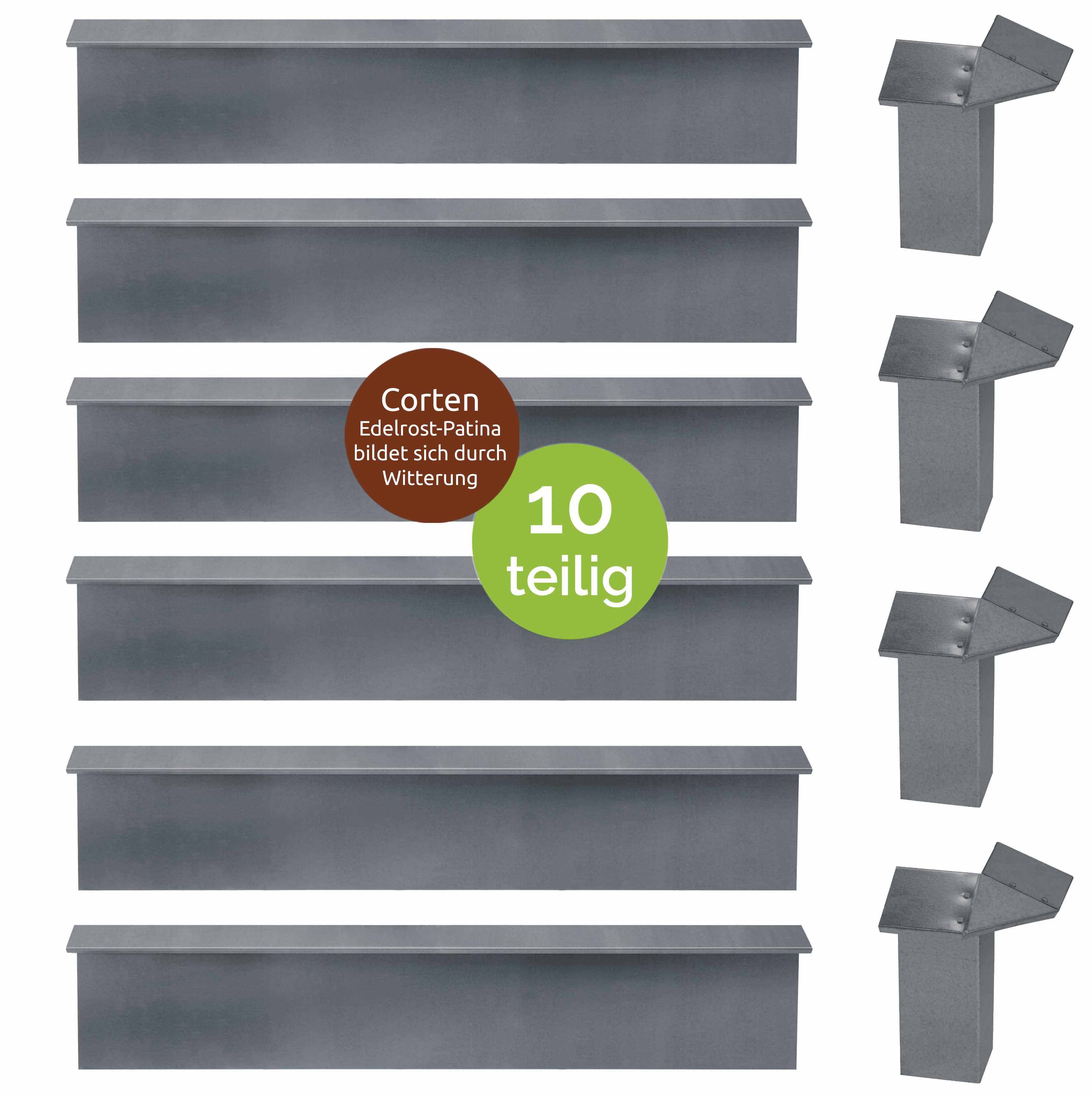 Schneckenzaun bellissa Schneckenblech Setartikel 100 x 20 cm corten - 10-teilig