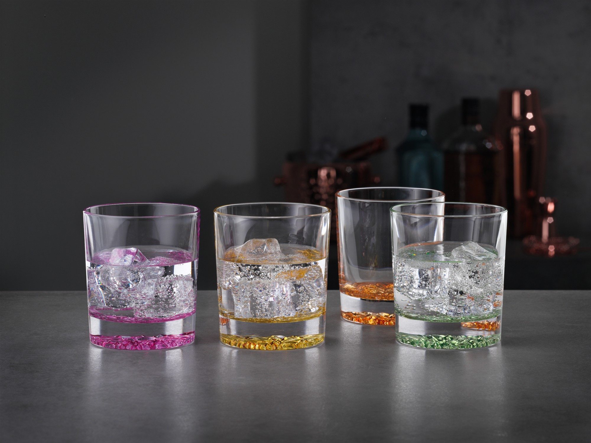 SPIEGELAU Longdrinkglas Spiegelau Whisky Tumbler Lounge 2.0 Colors 4er Set, Kristallglas