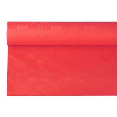 PAPSTAR Tischdecke 12 Stück Papiertischdecke rot mit Damastprägung 6 x 1,2 m