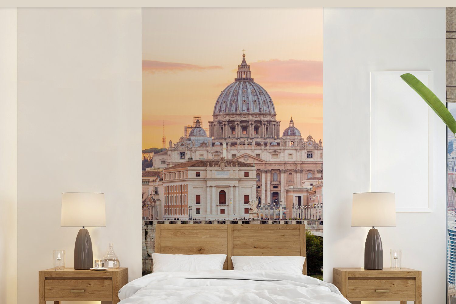 MuchoWow Fototapete Italien - Skyline - Rom, Matt, bedruckt, (2 St), Vliestapete für Wohnzimmer Schlafzimmer Küche, Fototapete