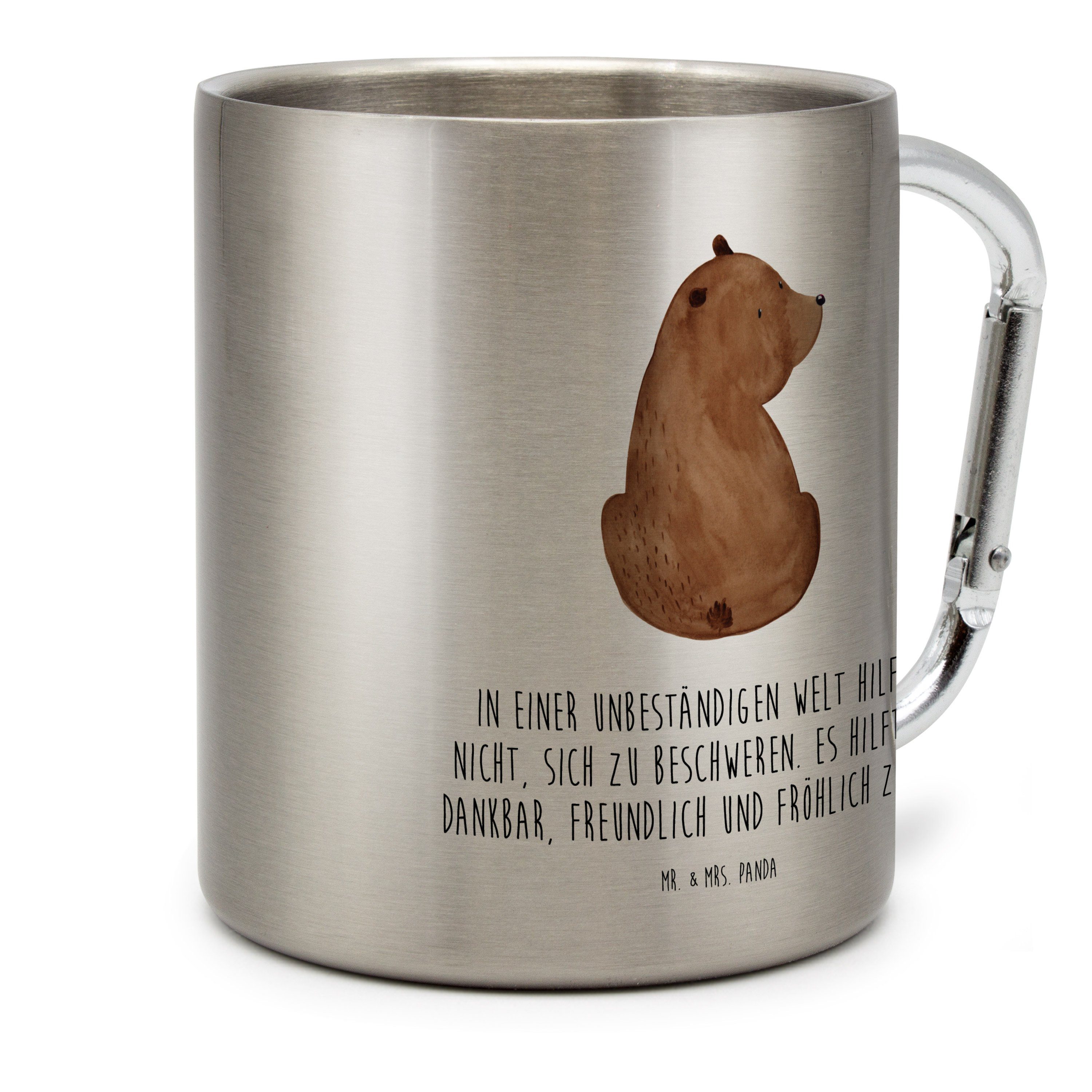 Mr. & Mrs. Panda Tasse Bär Schulterblick, Thermobecher, Transparent, Bären, Motivation, Edel, Edelstahl, Bären motivbecher Weisheit
