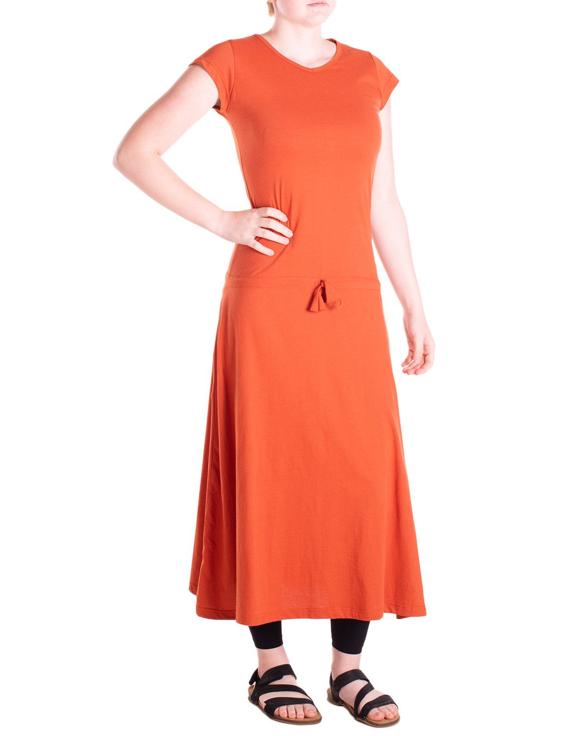 Vishes Maxikleid Langes einfaches Basis Sommerkleid aus Jersey mit Tunnelzug Alternative Bekleidung, Ethno, Hippie, Retro Style