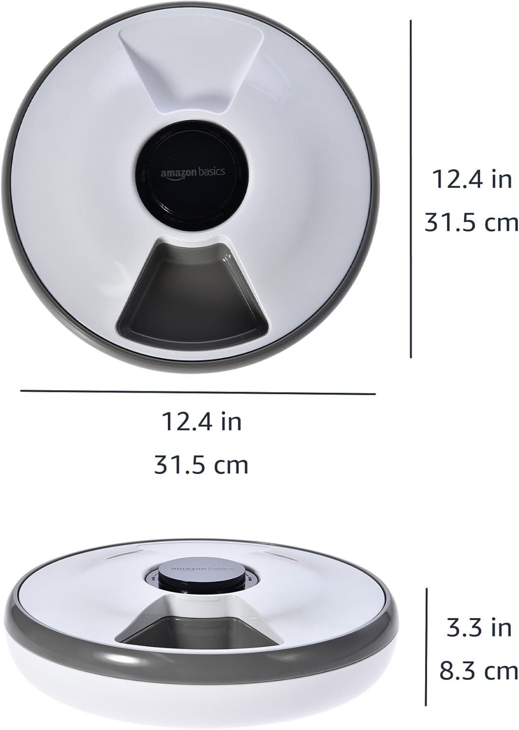 Amazon Basics Futterspender Automatischer Futterspender mit Kühlpack, 31.5 x 31.5 x 8.3 cm, weiß