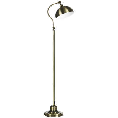 HOMCOM Stehlampe Stehleuchte im Vintage-Design, verstellbarer Winkel, Messing-Look, Ein-,Ausschalter, Ohne Leuchtmittel, Stehleuchte