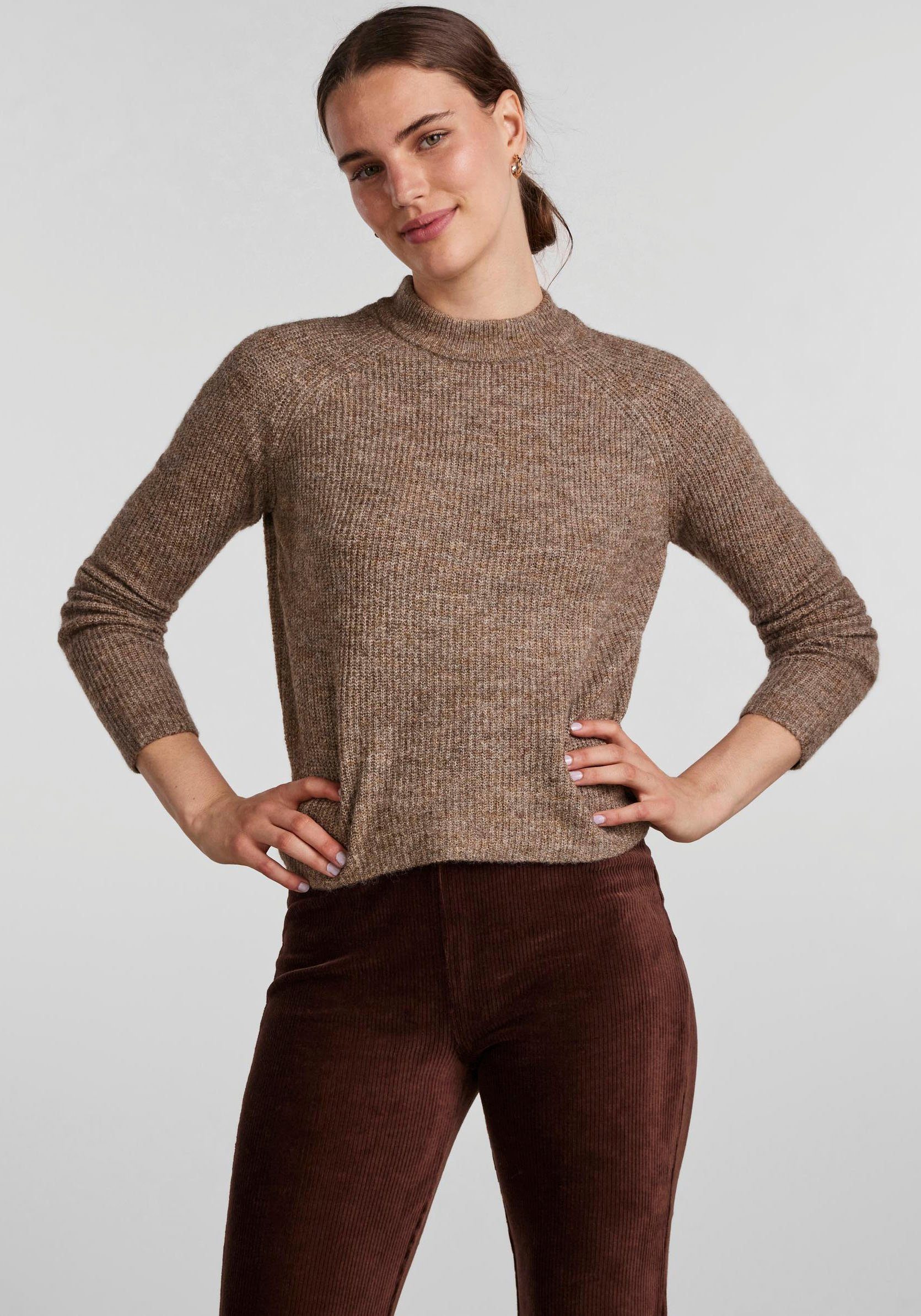 pieces LS O-NECK PCELLEN NOOS BC Fossil KNIT Rundhalspullover