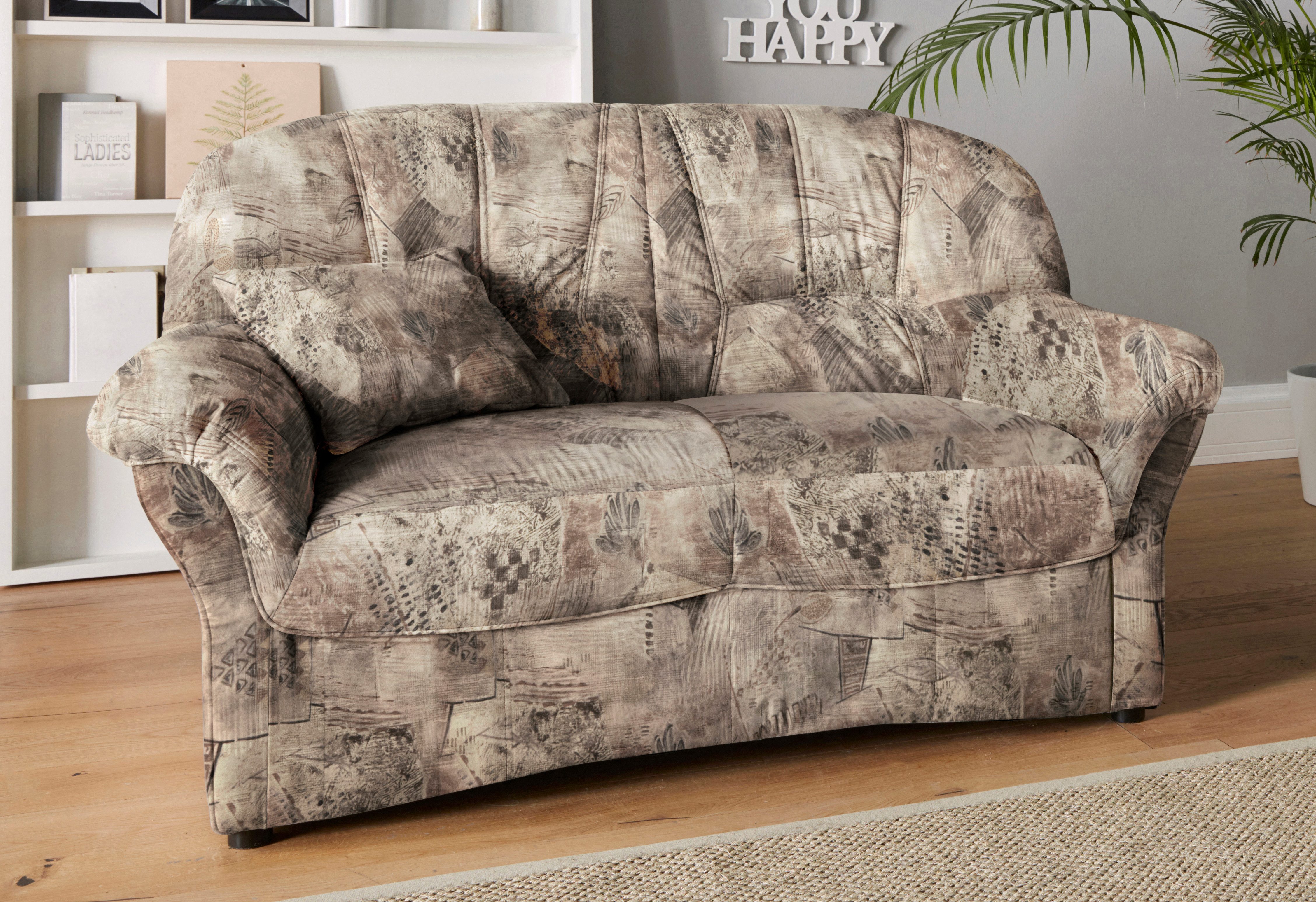 DOMO collection 2-Sitzer Bahia Couch, B/T: 153/92 cm, belastbar bis 140kg/ Sitz, mit Federkern, Microfaser MELROSE®, mocca