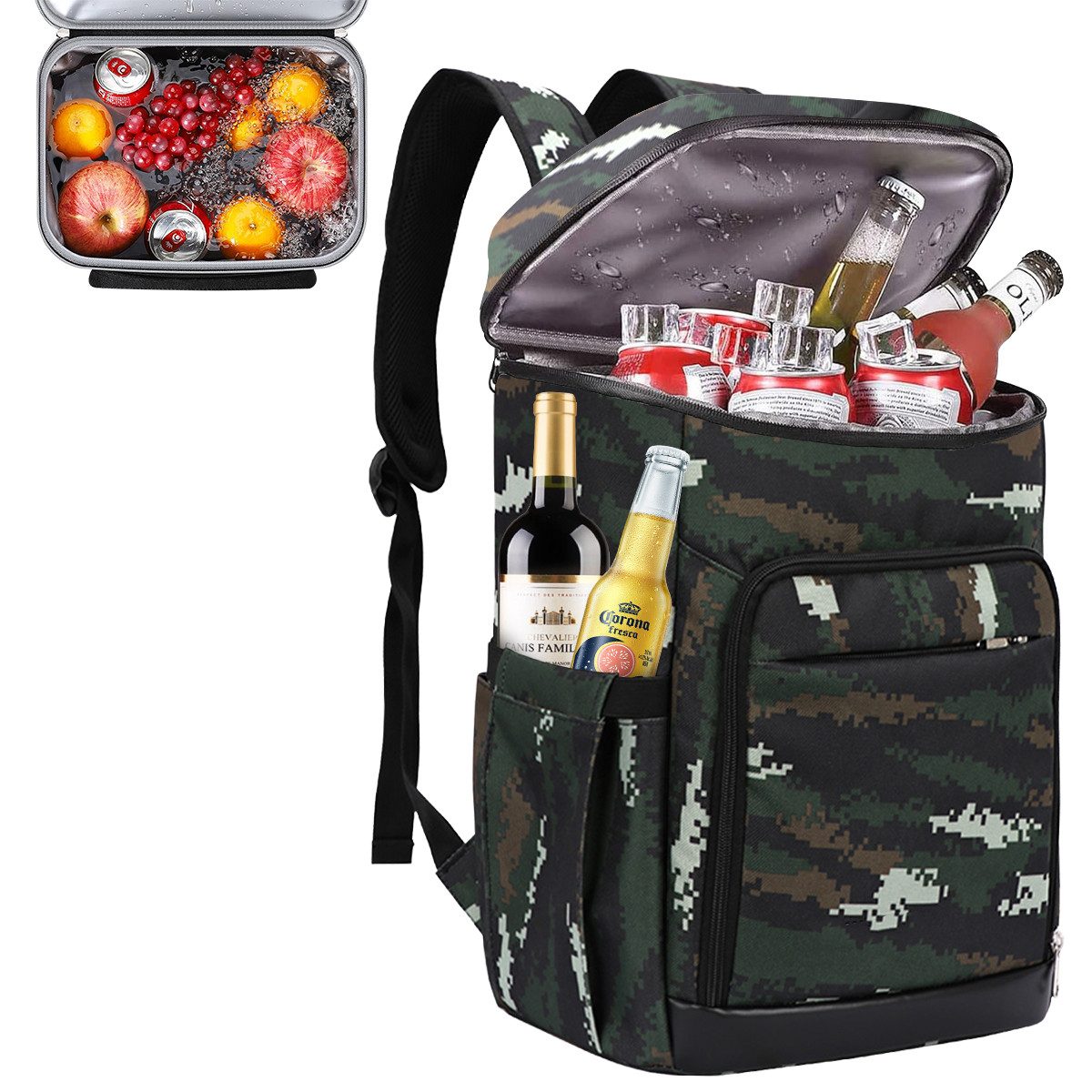 Picknickkorb 24L Kühlrucksack isolierte Kühltasche für Picknick