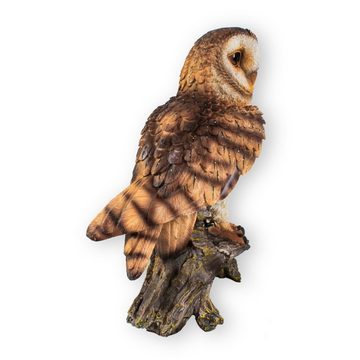 colourliving Tierfigur Eulen Figur auf Stamm sitzend Uhu Eule Deko Vogel, Handbemalt, Wetterfest, Detailgetreu