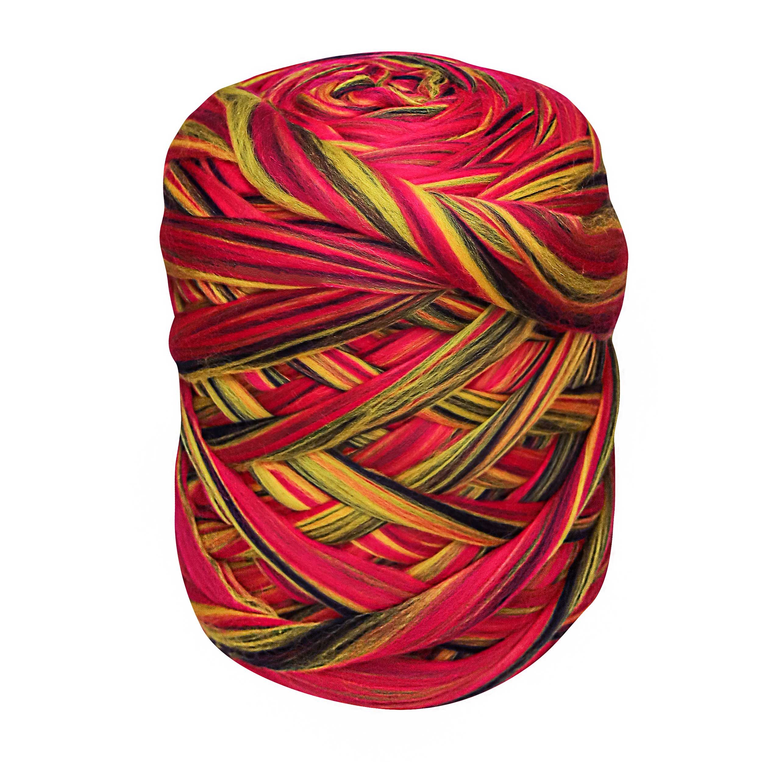 maDDma 1m Filzwolle mehrfarbig Märchenwolle Nass- u. Trockenfilzen Meterware Häkelwolle, 1 m (Meterware Zuschnitt ab 1m), 104 fiery phoenix