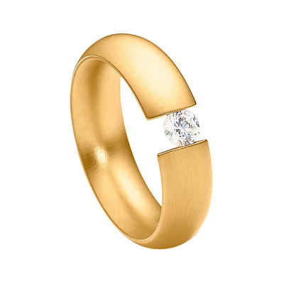 Heideman Fingerring Intensio Gewölbt goldfarben (Ring, 1-tlg., inkl. Geschenkverpackung), Ring mit Stein als Spannring gearbeitet