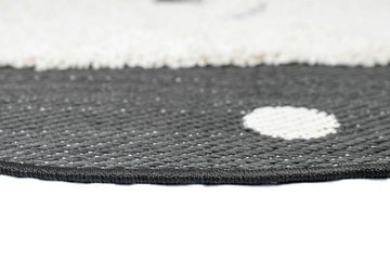Kinderteppich Lächelnder Eisbärkopf Kinderzimmer Teppich weiche Baby Spielmatte Hoch Tief Effekt schwarz creme grau, Carpetia, rund, Höhe: 20 mm