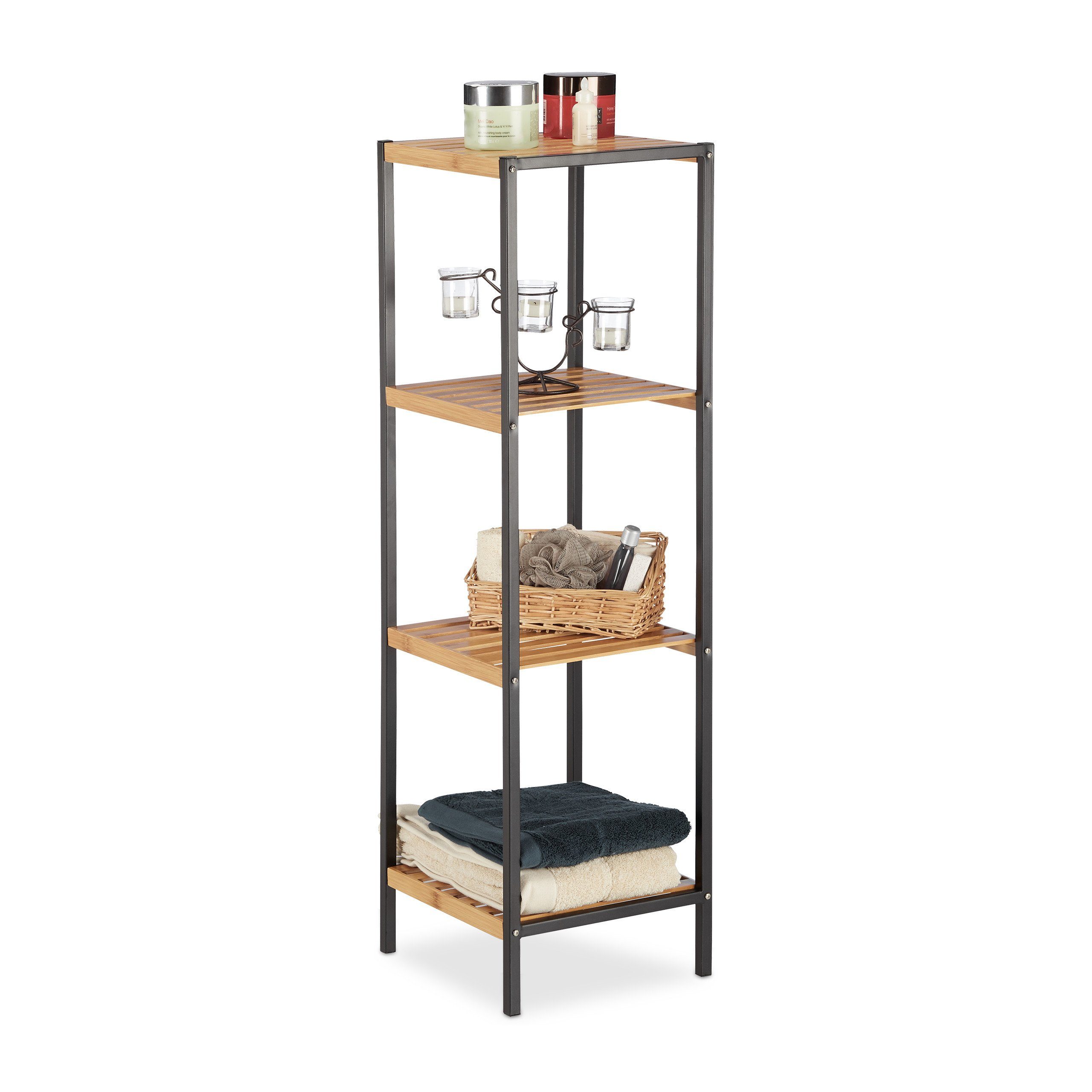 relaxdays Standregal Quadratisches Regal Bambus und günstig online kaufen
