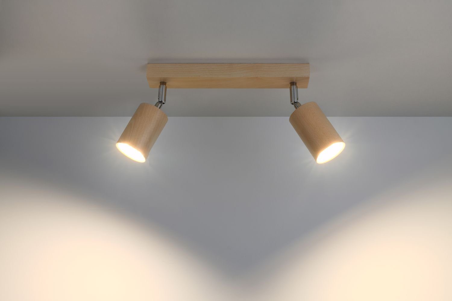 VESUVIA, Holz Chrom wohnlich Wohnzimmer Natur Deckenstrahler Flur Deckenlampe Spot länglich Leuchtmittel, ohne Licht-Erlebnisse