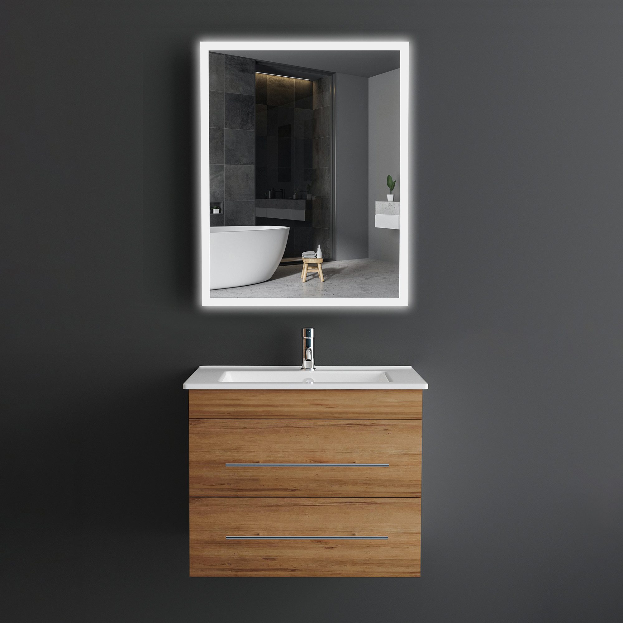 Alpenberger Badmöbel-Set Bad Möbel - Waschbecken mit Unterschrank und Spieg günstig online kaufen