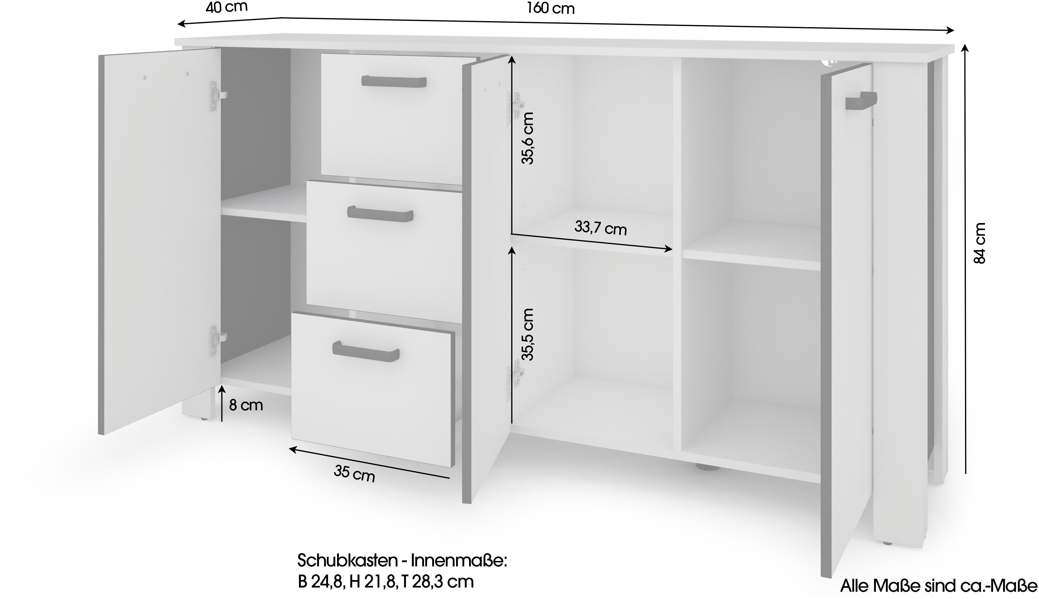 byLIVING Sideboard Faro (1 St), moderne Kommode in verschiedenen Farben verfügbar, 160cm.