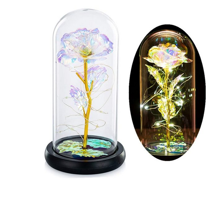 BEARSU Ornament Rose In Glaskuppel LED-Lichter Kristallrose Blumen Geschenk (1 St)
