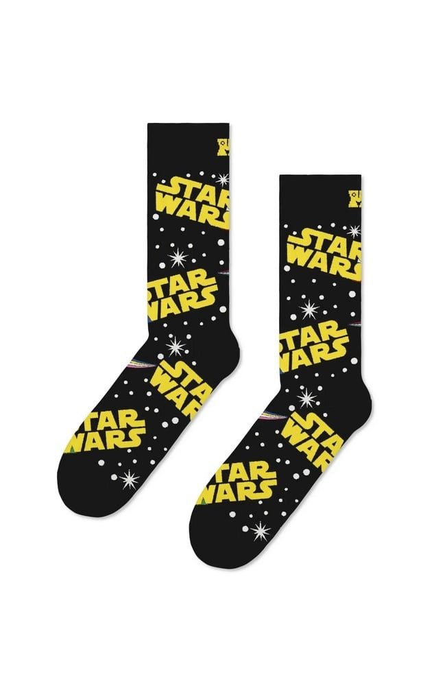 Happy Socks Socken Tagessocke Crew Star Wars schwarz/gelb - 1 Paar
