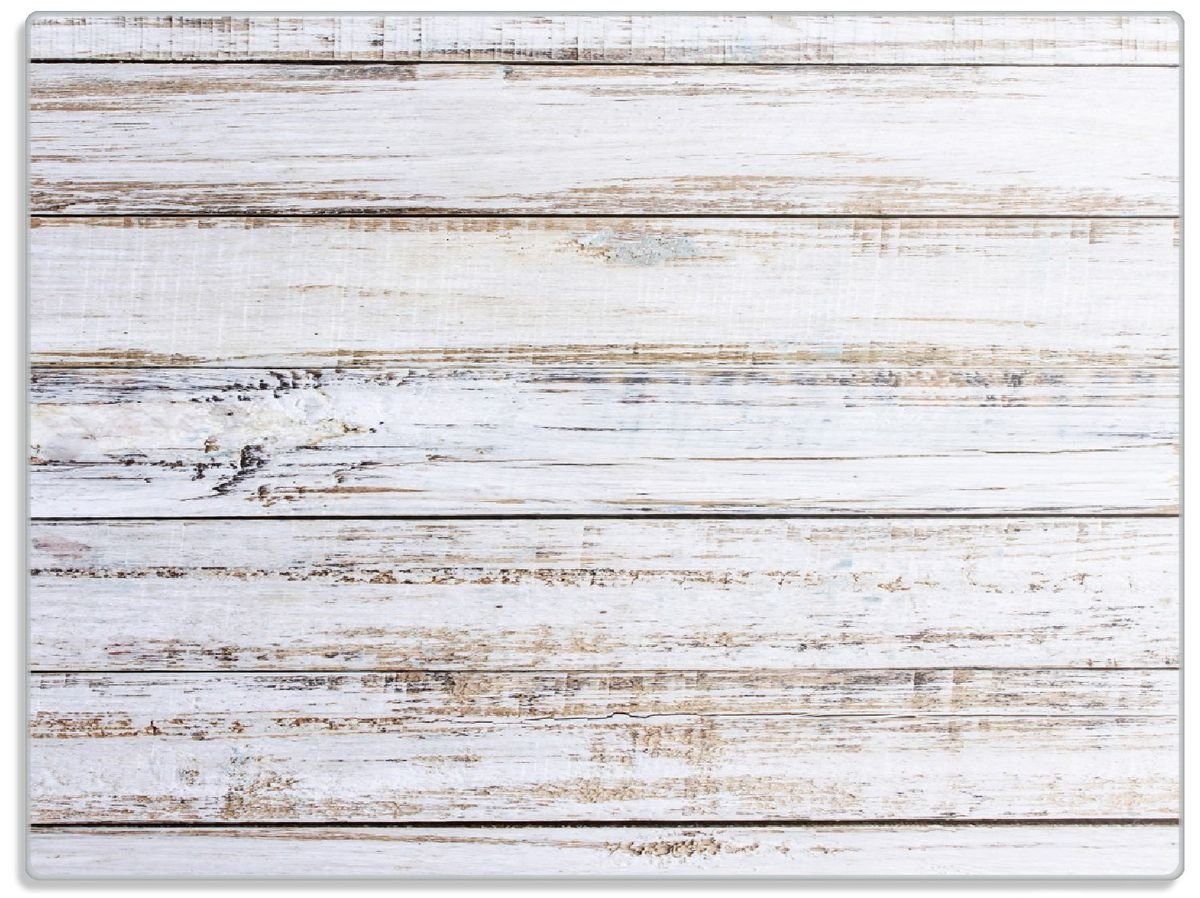 Wallario Schneidebrett Helle Holzstruktur - Muster - Alter Dielenfußboden, ESG-Sicherheitsglas, (inkl. rutschfester Gummifüße 4mm, 1-St), 30x40cm | Schneidebretter