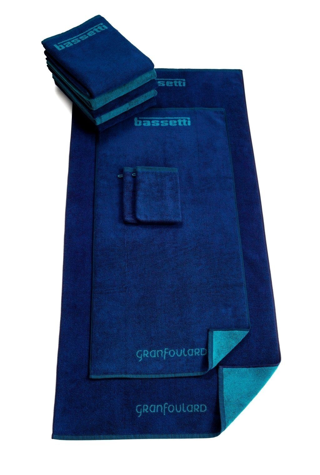 Wendedesign Bassetti blu Waschhandschuh mit SHADES,